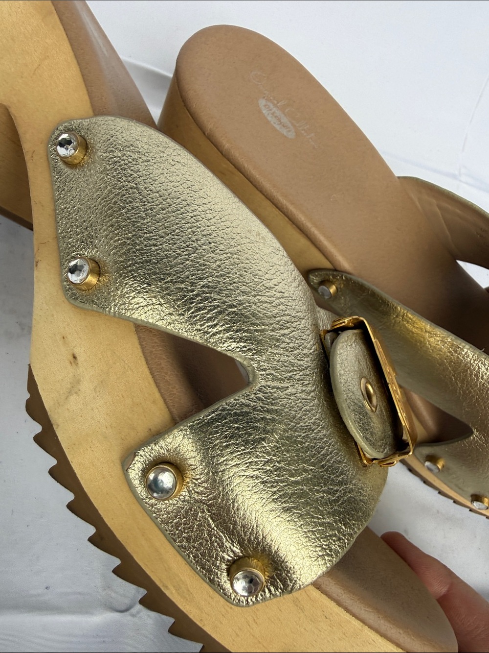 Dr. Scholl's Metallic Gold Leather Clogs with Buckle - Picture 4 of 7